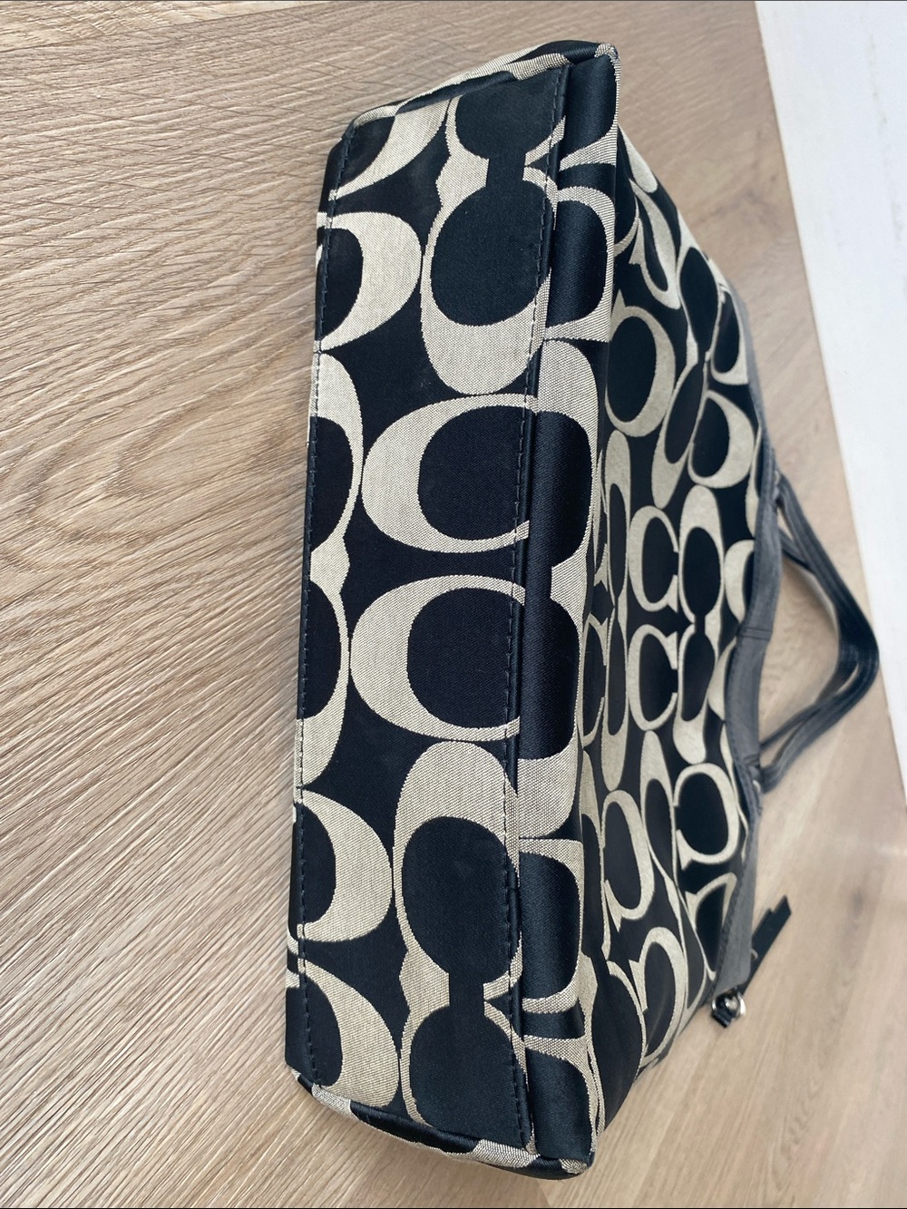 Coach Laura Signatur Patent Leather Tote Bag Large Monogram Canvas Purse - Picture 6 of 12